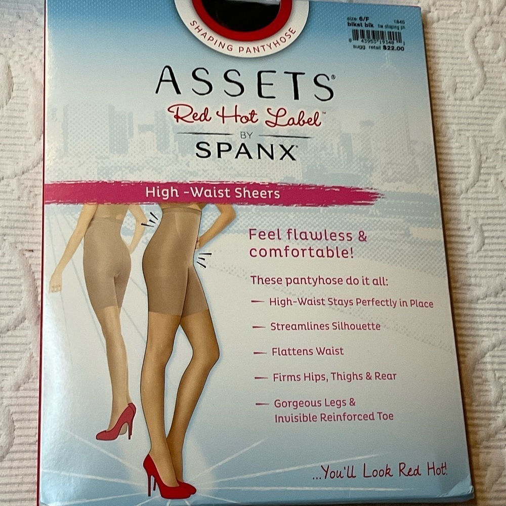 SPANX Red Hot Label High-Waist Sheers Shaping Pantyhose. Black. Size 6F